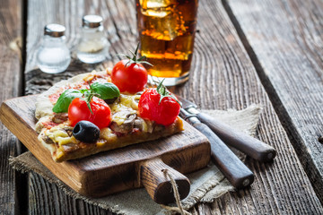 Sprinkling flour pizza dough