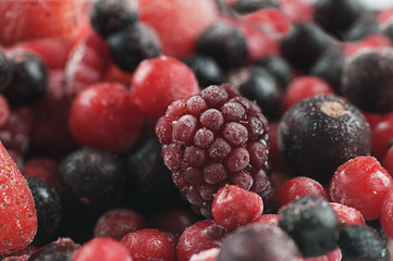 Mixed colorful frozen fruit