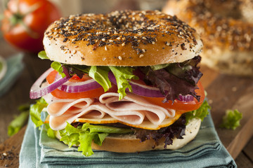 Healthy Turkey Sandwich on a Bagel