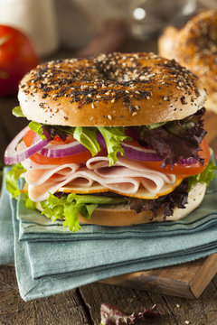 Healthy Turkey Sandwich on a Bagel