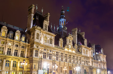 Fototapeta na wymiar Hotel de Ville (City Hall) of Paris - France