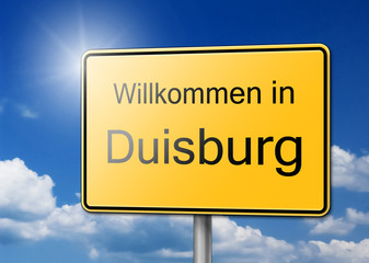 Obraz premium Willkommen in Duisburg Schild Hintergrund