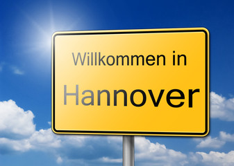 Willkommen in Hannover Schild Hintergrund