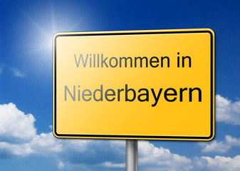 Willkommen in Niederbayern Schild Hintergrund