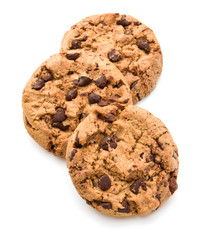 Chocolate cookies isolated on white background cutout