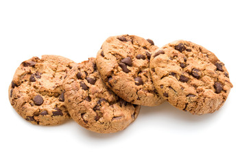 Chocolate cookies isolated on white background cutout