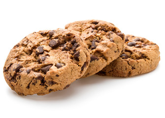 Chocolate cookies isolated on white background cutout