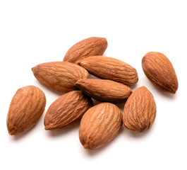 almond nuts isolated on white background close up