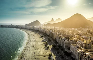Photo sur Plexiglas Copacabana, Rio de Janeiro, Brésil Vue aérienne de la plage de Copacabana à Rio de Janeiro