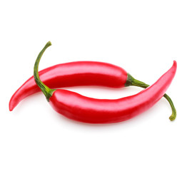 red chili or chilli cayenne pepper isolated on white  background