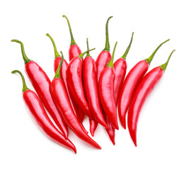 red chili or chilli cayenne pepper isolated on white  background