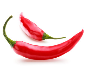 red chili or chilli cayenne pepper isolated on white  background