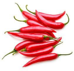 red chili or chilli cayenne pepper isolated on white  background