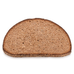 Slice of fresh rye bread isolated on white background cutout