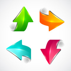 Set of colored arrows. Stickers pointers.