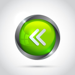 Green button previous in the grey frame. Power button, turn on