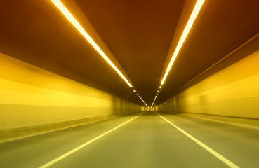 modern road tunnel with light