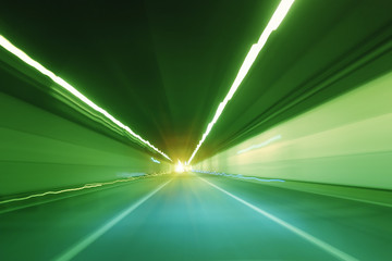 modern road tunnel with light