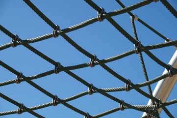 Climbing ropes in playground