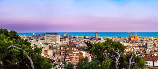 Peel and stick wall murals Barcelona Panoramic view of Barcelona