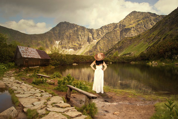 Woman and Mountain Lake
