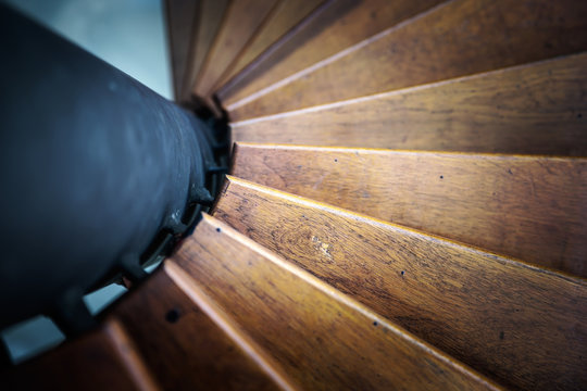 Spiral stair from house interior