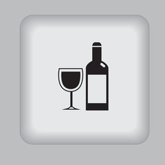 Wine, bottle, glass, icon, vector, illustration