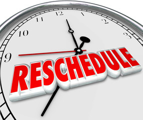 Reschedule Delay Postponement Words Clock Late Apponitment Cance