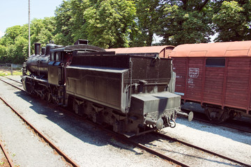 Fototapeta na wymiar Black Retro Locomotive