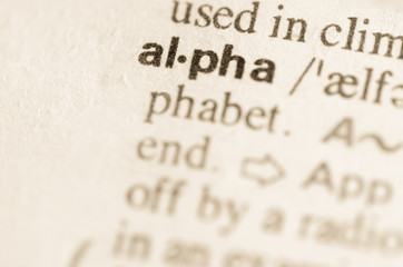 Dictionary definition of word alpha - obrazy, fototapety, plakaty