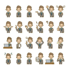 ビジネスマン　サラリーマン　全身　アイコン　喜怒哀楽