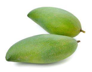 green mango on white background