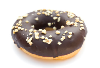 chocolate flavor donut on white with clipping path