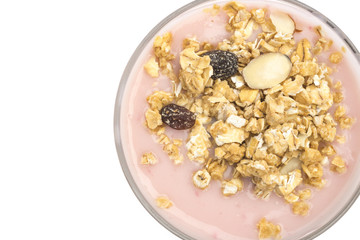 top view wholegrain muesli with clipping path