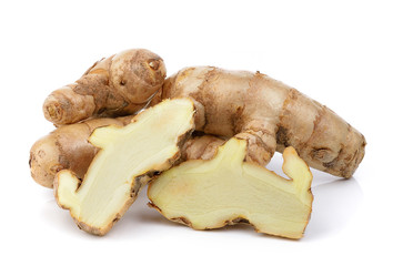 fresh turmeric on white background