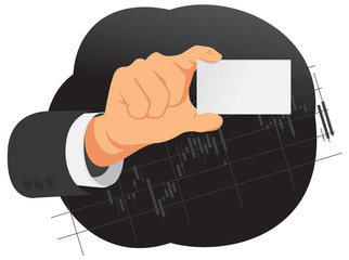 Businessman hand is holding blank card with copy space