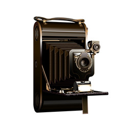 Isolated old film camera extendable on a white background