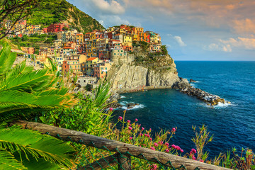 Manarola village on the Cinque Terre coast of Italy,Europe