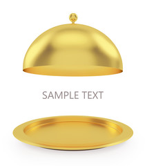 Isolated gold open tray on a white  background