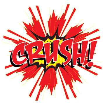 Crush! wording in comic speech bubble in pop art style