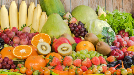 Group of tropical fruits