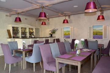 Lobby bar interior in hotel. Provence style