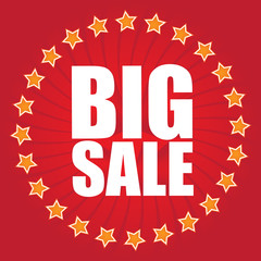 Big sale word with discount percentage, vector format