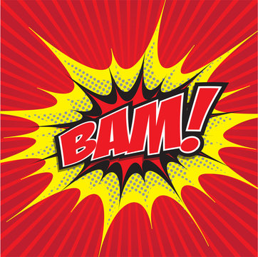 BAM! wording sound effect set design for comic background