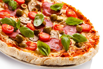 Pizza on white background