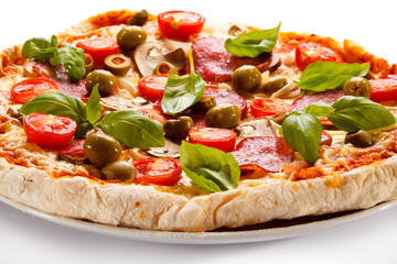 Pizza on white background