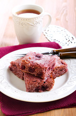 Coconut and sour cherry cake