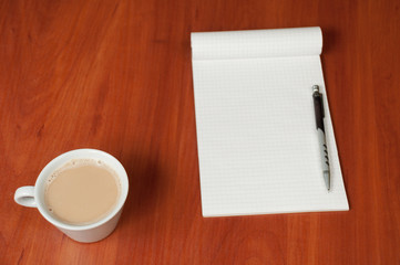 Blank Pad of Paper, Pen and Coffee