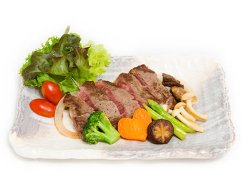Close up  on fresh  Japanese Kobe Matsusaka Beef steak