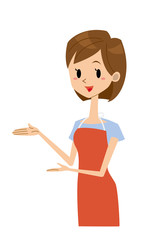 女性　エプロン　主婦　紹介　両手